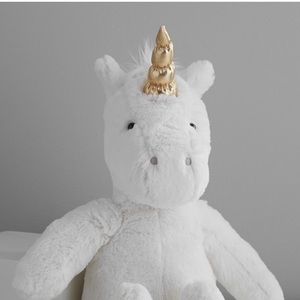 EXCELLENT CONDITION!! Pottery Barn Kids Medium Unicorn Faux Fur Plush Collection